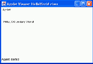 Апплет HelloWorld в окне программы appietviewer